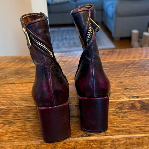 Rock n Roll - Stylish Black with Magenta Highlights Leather Ankle Boots by AS98 - Picture 5 of 7